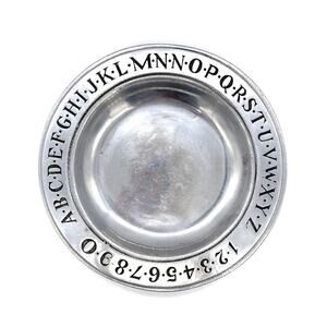 Vtg Wilton Armetale Columbia PA Pewter RWP Alphabet & Numbers ABC-123 Plate 9"